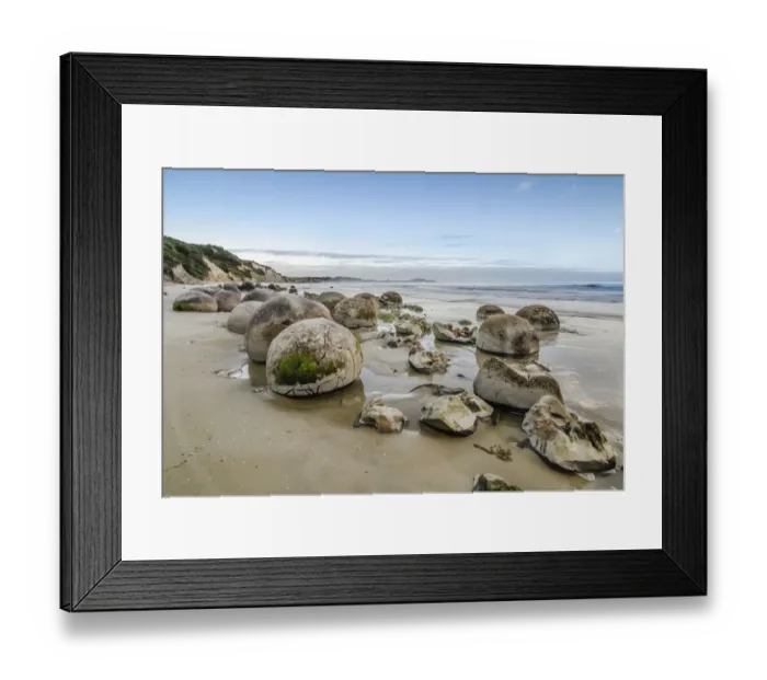 Framed Print : Moeraki Boulders, geological feature, round rock balls, some fragments lying broken in ruins on the beach, Coastal Otago, Moeraki, South Island, New Zealand, Oceania Framed Print : Moeraki Boulders, geological feature, round rock balls, some fragments lying broken in ruins on the beach, Coastal Otago, Moeraki, South Island, New Zealand, Oceania