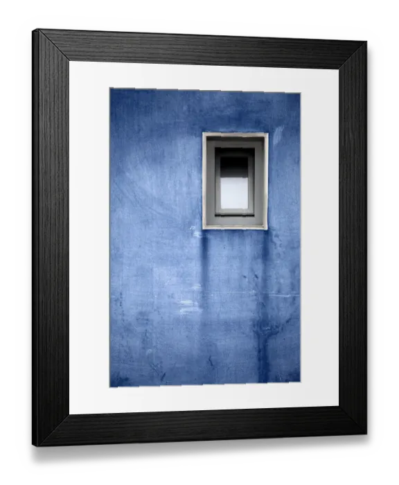 Framed Print : Blue wall with a window Framed Print : Blue wall with a window