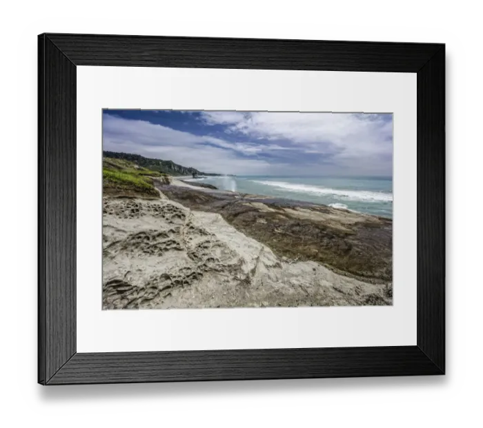 Framed Print : Limestone formations and a blowhole, Truman Bay, West Coast, South Island, New Zealand, Oceania Framed Print : Limestone formations and a blowhole, Truman Bay, West Coast, South Island, New Zealand, Oceania