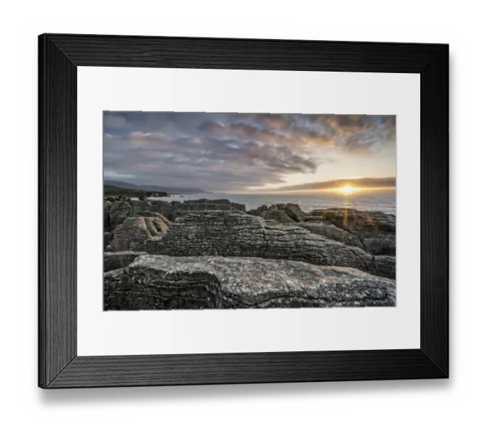 Framed Print : Sunset at the Pancake Rocks, Paparoa National Park, Punakaiki, South Island, New Zealand Framed Print : Sunset at the Pancake Rocks, Paparoa National Park, Punakaiki, South Island, New Zealand