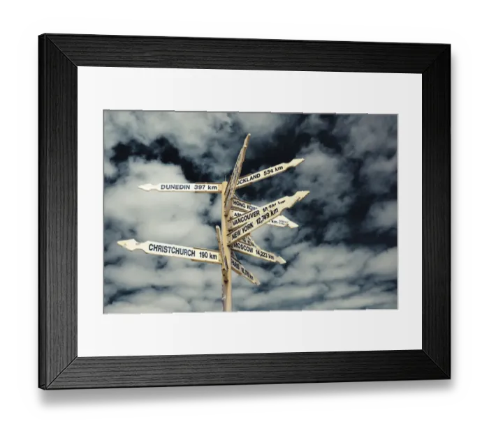 Framed Print : Signpost at Far-Away-Point, Tauranga Bay, Cape Foulwind, South Island, New Zealand, Oceania Framed Print : Signpost at Far-Away-Point, Tauranga Bay, Cape Foulwind, South Island, New Zealand, Oceania