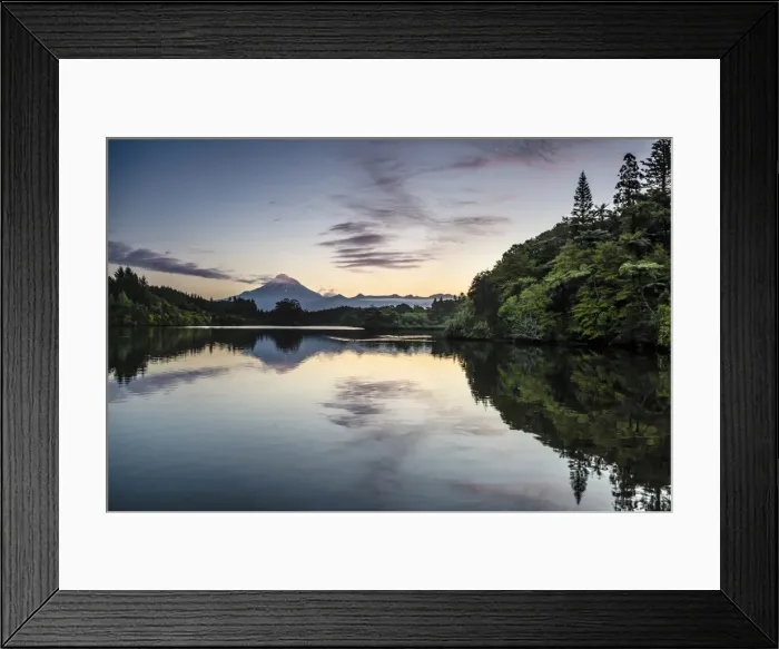 Framed Print : Currently inactive volcano, Mt. Egmont, Mt. Taranaki, reflection in the reservoir of Lake Mangamahoe, North Island, New Zealand Framed Print : Currently inactive volcano, Mt. Egmont, Mt. Taranaki, reflection in the reservoir of Lake Mangamahoe, North Island, New Zealand