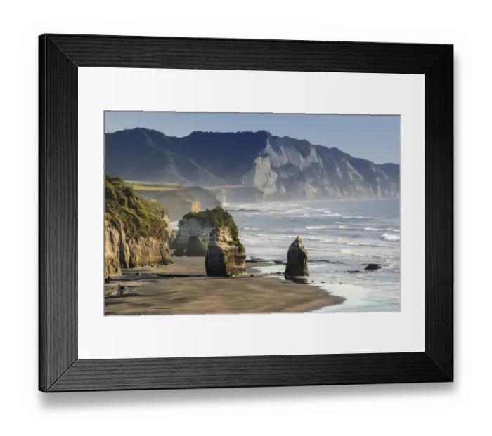 Framed Print : White Cliffs Beach at low tide, rocks in the surf, Ahititi, Taranaki, North Island, New Zealand Framed Print : White Cliffs Beach at low tide, rocks in the surf, Ahititi, Taranaki, North Island, New Zealand