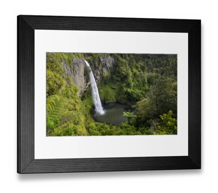 Framed Print : Bridal Veil Falls surrounded by dense rainforest, Raglan, Waikato, North Island, New Zealand - IMPORTANT non exclusive usage, calendar, 2015, territory D, A, CH - Framed Print : Bridal Veil Falls surrounded by dense rainforest, Raglan, Waikato, North Island, New Zealand - IMPORTANT non exclusive usage, calendar, 2015, territory D, A, CH -