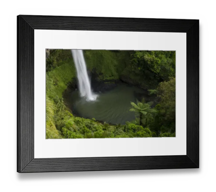 Framed Print : Bridal Veil Falls surrounded by dense rainforest, Raglan, Waikato, North Island, New Zealand Framed Print : Bridal Veil Falls surrounded by dense rainforest, Raglan, Waikato, North Island, New Zealand