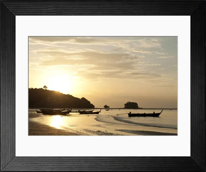 Framed Print : Sunset at the beach, fishing boats in silhouette, Nai Yang Beach, Phuket, Phuket Province, Thailand Framed Print : Sunset at the beach, fishing boats in silhouette, Nai Yang Beach, Phuket, Phuket Province, Thailand