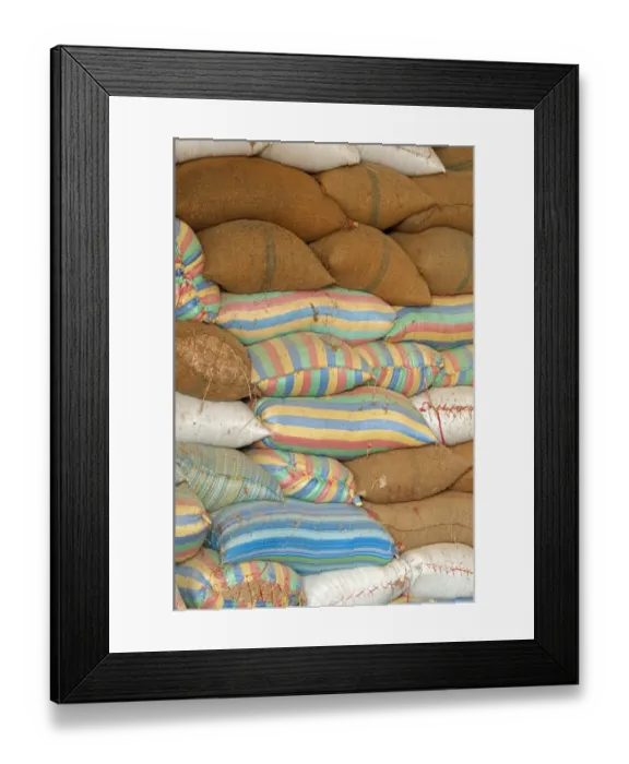 Framed Print : Plump bags of rice stacked in a rice warehouse, Battambang, Cambodia, Southeast Asia, Asia Framed Print : Plump bags of rice stacked in a rice warehouse, Battambang, Cambodia, Southeast Asia, Asia