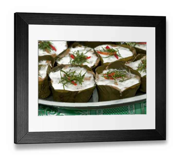 Framed Print : Amok, a traditional Khmer dish with chicken or fish, Battambang, Cambodia Framed Print : Amok, a traditional Khmer dish with chicken or fish, Battambang, Cambodia