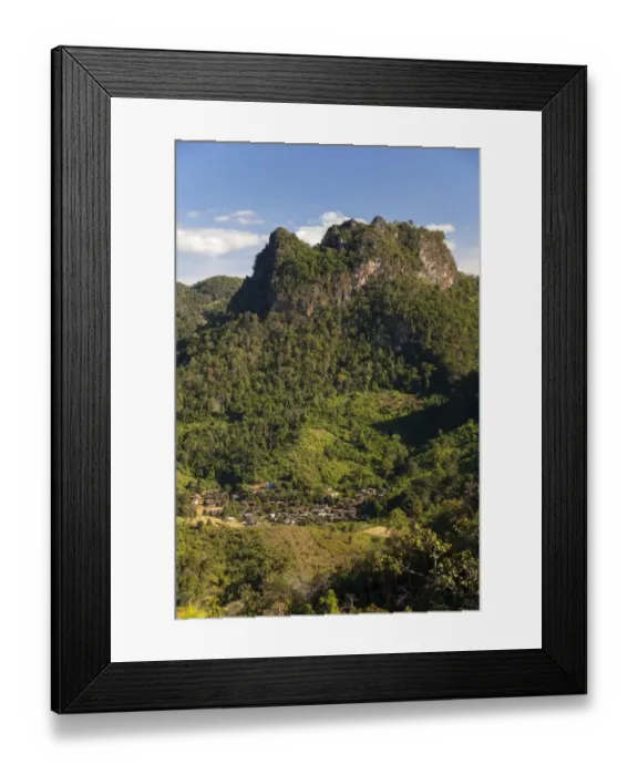 Framed Print : View of the village and mountains, jungle, bamboo forest, Soppong or Pang Mapha area, Mae Hong Son province, northern Thailand, Thailand, Asia Framed Print : View of the village and mountains, jungle, bamboo forest, Soppong or Pang Mapha area, Mae Hong Son province, northern Thailand, Thailand, Asia