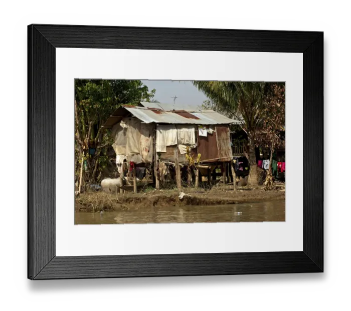 Framed Print : Shack, corrugated iron hut at the Sangker River, near Battambang, Battambang Province, Cambodia Framed Print : Shack, corrugated iron hut at the Sangker River, near Battambang, Battambang Province, Cambodia