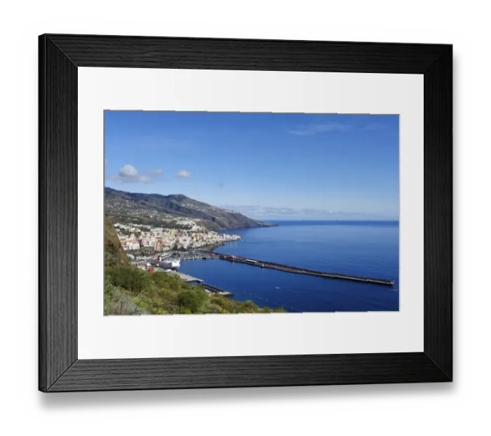 Framed Print : View of Santa Cruz de la Palma with harbour, capital of La Palma, Canary Islands, Spain, Europe, PublicGround