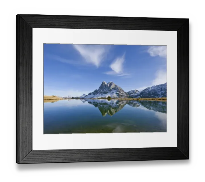 Framed Print : Mt Peitlerkofel or Sas de Puetia, 2875m, is reflected in a lake near Enzian Hut, Plose, South Tyrol, Italy, Europe Framed Print : Mt Peitlerkofel or Sas de Puetia, 2875m, is reflected in a lake near Enzian Hut, Plose, South Tyrol, Italy, Europe