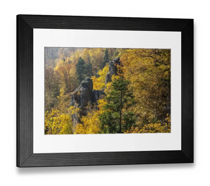 Framed Print : Battertfelsen rocks in autumn, Battert mountain, Schwarzwald, Baden-Baden, Baden-Wurttemberg, Germany Framed Print : Battertfelsen rocks in autumn, Battert mountain, Schwarzwald, Baden-Baden, Baden-Wurttemberg, Germany