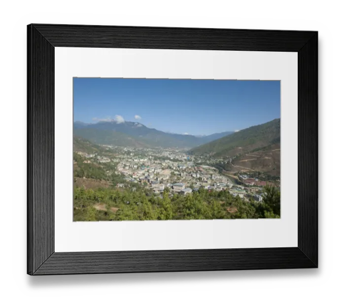 Framed Print : View from above to the capital of Thimphu, the Himalayas, Kingdom of Bhutan, South Asia, Asia Framed Print : View from above to the capital of Thimphu, the Himalayas, Kingdom of Bhutan, South Asia, Asia