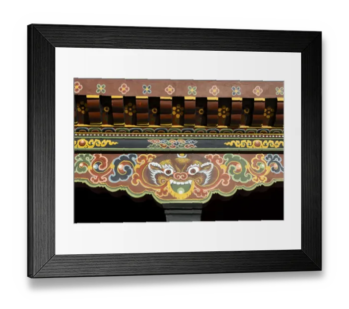 Framed Print : Symbolic representation of a tiger on the beams of a building, Thimphu, Bhutan, South Asia Framed Print : Symbolic representation of a tiger on the beams of a building, Thimphu, Bhutan, South Asia
