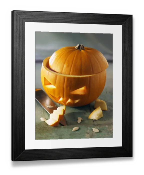 Framed Print : Halloween pumpkin with carved face Framed Print : Halloween pumpkin with carved face