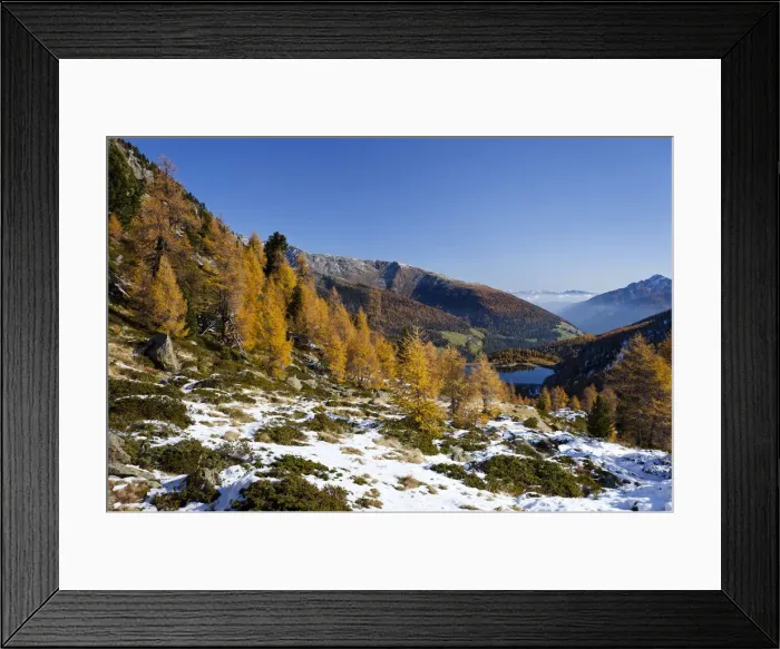 Framed Print : View during the ascent to Hoechster Hut, overlooking the Val dUltimo towards Weissbrunnsee Lake, Alto Adige, Italy, Europe Framed Print : View during the ascent to Hoechster Hut, overlooking the Val dUltimo towards Weissbrunnsee Lake, Alto Adige, Italy, Europe
