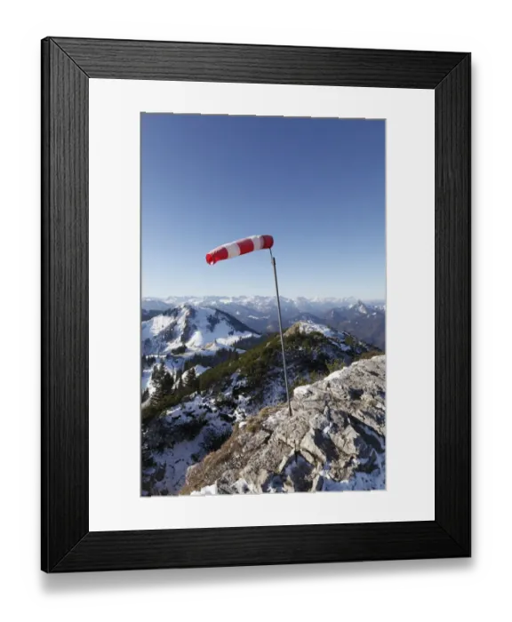 Framed Print : Windsock on the summit of Mt Wallberg, Mt Setzberg, left, Mangfall mountains, Upper Bavaria, Bavaria, Germany, Europe, PublicGround Framed Print : Windsock on the summit of Mt Wallberg, Mt Setzberg, left, Mangfall mountains, Upper Bavaria, Bavaria, Germany, Europe, PublicGround