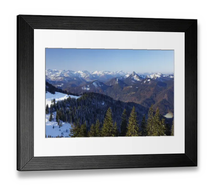 Framed Print : View from Mt Wallberg towards southwest, with mountains Rossstein and Buchstein at back and Mt Zugspitze behind, Upper Bavaria, Germany, Europe, PublicGround Framed Print : View from Mt Wallberg towards southwest, with mountains Rossstein and Buchstein at back and Mt Zugspitze behind, Upper Bavaria, Germany, Europe, PublicGround