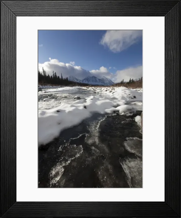 Framed Print : Ice, snow and water at freezing Quill Creek, St. Elias Mountains, Kluane Range behind, Kluane National Park and Reserve, Yukon Territory, Canada Framed Print : Ice, snow and water at freezing Quill Creek, St. Elias Mountains, Kluane Range behind, Kluane National Park and Reserve, Yukon Territory, Canada