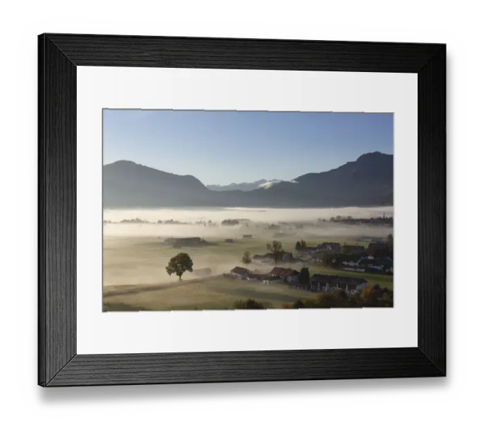 Framed Print : Morning fog over Loisach Moor or Loisach-Kochelsee-Moor, Kleinweil, right, Grossweil community, Mt Kesselberg at back, Blaues Land region, Upper Bavaria, Bavaria, Germany, Europe Framed Print : Morning fog over Loisach Moor or Loisach-Kochelsee-Moor, Kleinweil, right, Grossweil community, Mt Kesselberg at back, Blaues Land region, Upper Bavaria, Bavaria, Germany, Europe