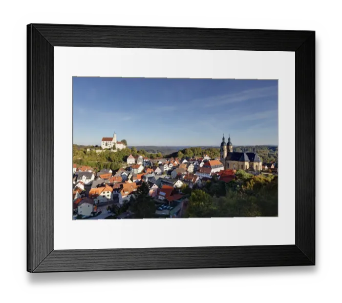 Framed Print : Goessweinstein with castle and Heilige Dreifaltigkeit or Holy Trinity pilgrimage church, Franconian Switzerland, Upper Franconia, Franconia, Bavaria, Germany, Europe, PublicGround Framed Print : Goessweinstein with castle and Heilige Dreifaltigkeit or Holy Trinity pilgrimage church, Franconian Switzerland, Upper Franconia, Franconia, Bavaria, Germany, Europe, PublicGround