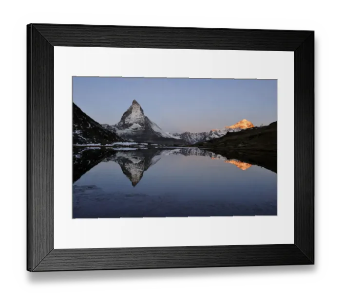 Framed Print : Matterhorn reflected in Lake Riffelsee, Zermatt, Valais, Switzerland, Europe Framed Print : Matterhorn reflected in Lake Riffelsee, Zermatt, Valais, Switzerland, Europe