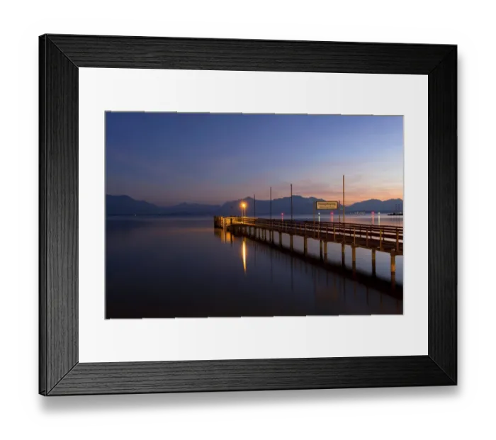 Framed Print : Jetty at dusk, Seebruck on Chiemsee Lake, Bavaria, Germany, Europe, PublicGround Framed Print : Jetty at dusk, Seebruck on Chiemsee Lake, Bavaria, Germany, Europe, PublicGround