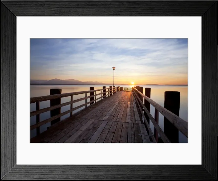 Framed Print : Jetty at sunset, Chieming on Chiemsee Lake, Bavaria, Germany, Europe, PublicGround Framed Print : Jetty at sunset, Chieming on Chiemsee Lake, Bavaria, Germany, Europe, PublicGround