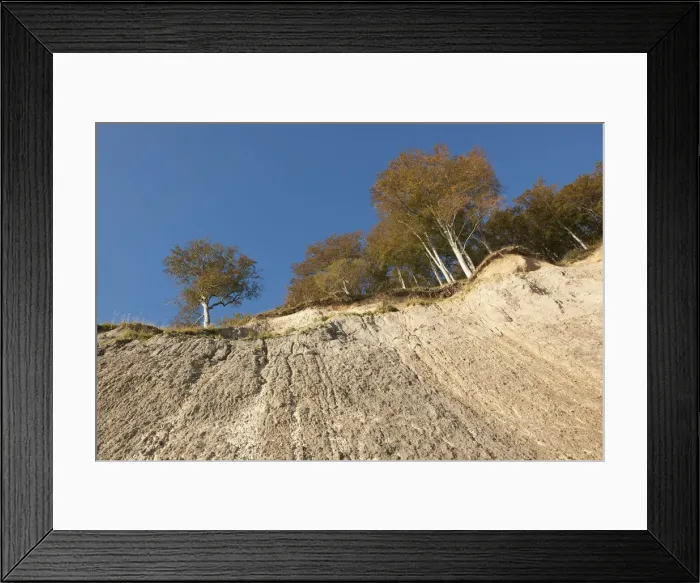 Framed Print : Chalk cliffs and a beech forest in autumn, Jasmund National Park, Ruegen, Mecklenburg-Western Pomerania, Germany