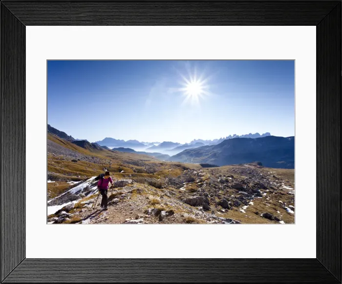 Framed Print : Hikers heading to the Bepi Zac via ferrata in the San Pallegrino valley, above San Pellegrino Pass or Passo San Pellegrino, Dolomites in the back, Trentino, Italy, Europe Framed Print : Hikers heading to the Bepi Zac via ferrata in the San Pallegrino valley, above San Pellegrino Pass or Passo San Pellegrino, Dolomites in the back, Trentino, Italy, Europe