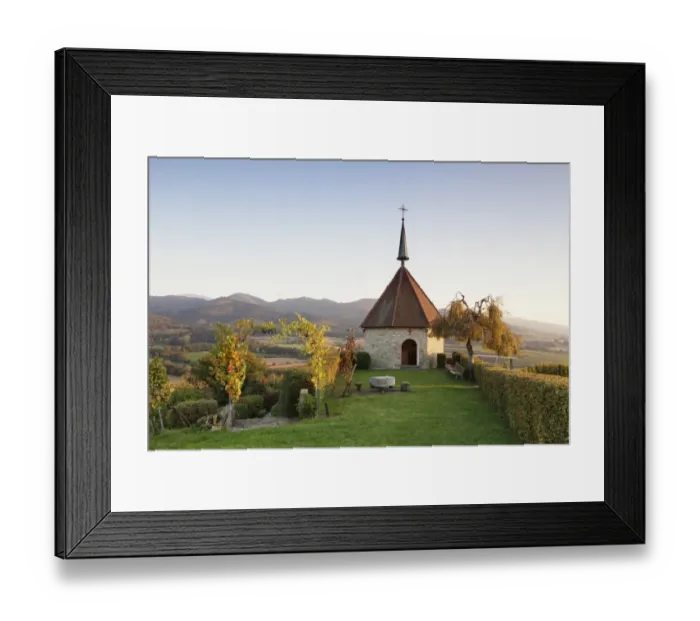 Framed Print : Olbergkapelle, or Mount of Olives Chapel, near Ehrenstetten, Baden, Markgraflerland, Black Forest, Baden-Wurttemberg, Germany