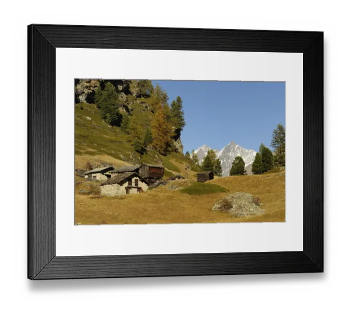 Framed Print : Mountain village of Blatten, old houses and a barn at the front, Zermatt, Valais, Switzerland, Europe Framed Print : Mountain village of Blatten, old houses and a barn at the front, Zermatt, Valais, Switzerland, Europe