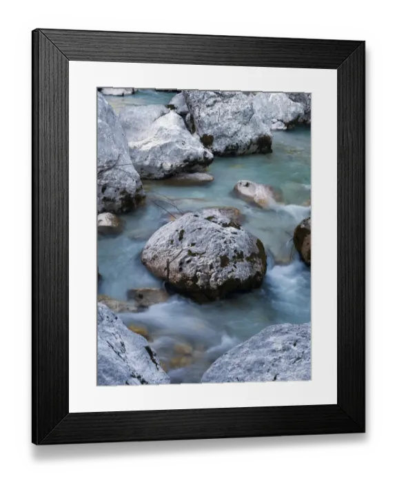 Framed Print : Boulders and stones in the river bed of the Soca river, Soca Valley near Bovel, Triglav National Park, Slovenia, Europe Framed Print : Boulders and stones in the river bed of the Soca river, Soca Valley near Bovel, Triglav National Park, Slovenia, Europe
