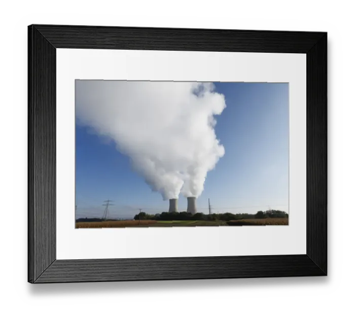 Framed Print : Smoke erupting from cooling towers of a nuclear power plant, Grafenrheinfeld, Schweinfurt, Lower Franconia, Franconia, Bavaria, Germany Framed Print : Smoke erupting from cooling towers of a nuclear power plant, Grafenrheinfeld, Schweinfurt, Lower Franconia, Franconia, Bavaria, Germany