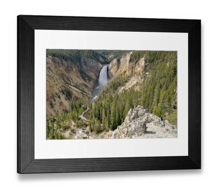 Framed Print : Lower Falls with the Red Rock Trail, Grand Canyon of the Yellowstone River, view from North Rim, Yellowstone National Park, Wyoming, USA Framed Print : Lower Falls with the Red Rock Trail, Grand Canyon of the Yellowstone River, view from North Rim, Yellowstone National Park, Wyoming, USA