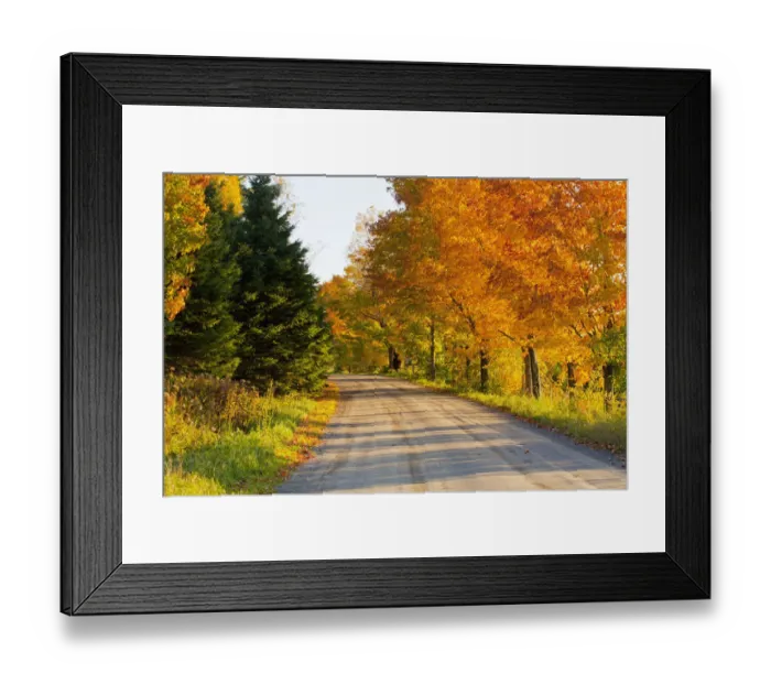 Framed Print : Country road in autumn, West Bolton, Quebec, Canada
