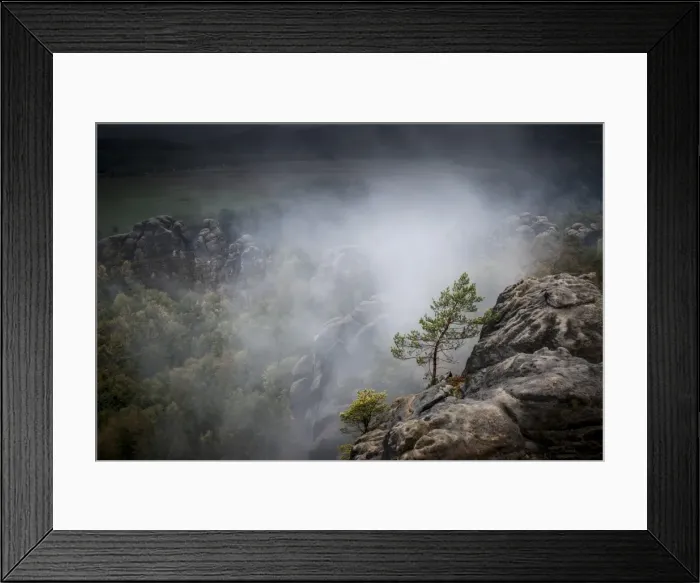Framed Print : View from Schrammstein lookout point, Elbe Sandstone Mountains, Saxony, Germany Framed Print : View from Schrammstein lookout point, Elbe Sandstone Mountains, Saxony, Germany