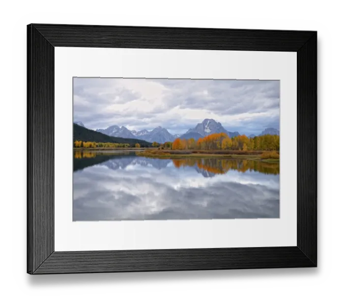 Framed Print : Reflections in Snake River, Teton Range, Mount Moran, centre, Oxbow Bend Turnout, Federal Road 287, Grand Teton National Park, Wyoming, USA Framed Print : Reflections in Snake River, Teton Range, Mount Moran, centre, Oxbow Bend Turnout, Federal Road 287, Grand Teton National Park, Wyoming, USA
