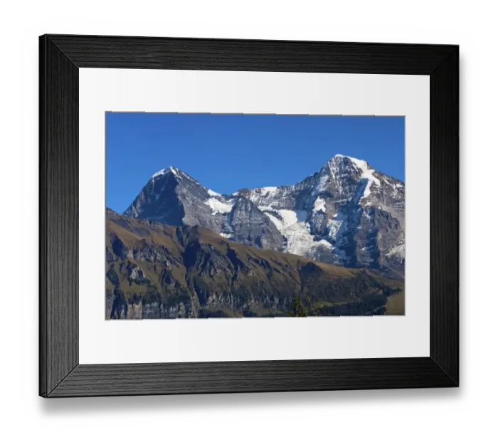Framed Print : View of the mountains Eiger and Moench from Grutsch Alp near Muerren, Bernese Oberland, Switzerland, Europe