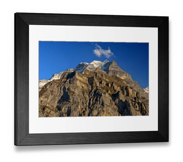 Framed Print : Summit of Jungfrau Mountain, rear, and Silberhorn Mountain, seen from Muerren, Murren, Bernese Oberland, Canton of Bern, Switzerland