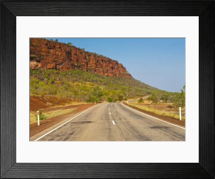 Framed Print : Road, red cliffs, Northern Territory, Australia Framed Print : Road, red cliffs, Northern Territory, Australia