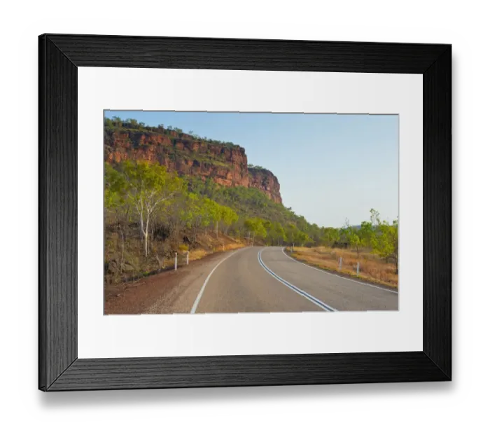 Framed Print : Road, red cliffs, Northern Territory, Australia Framed Print : Road, red cliffs, Northern Territory, Australia