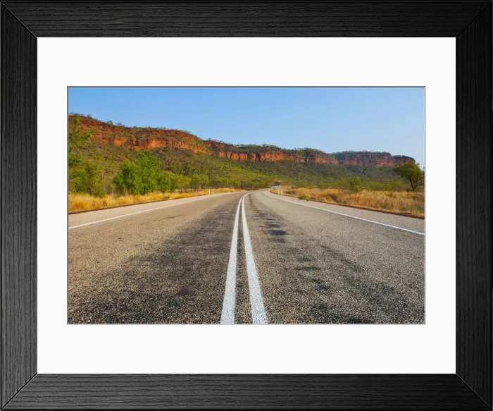 Framed Print : Road, red cliffs, Northern Territory, Australia Framed Print : Road, red cliffs, Northern Territory, Australia