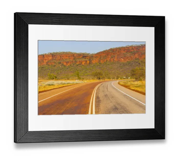 Framed Print : Road, red cliffs, Northern Territory, Australia Framed Print : Road, red cliffs, Northern Territory, Australia