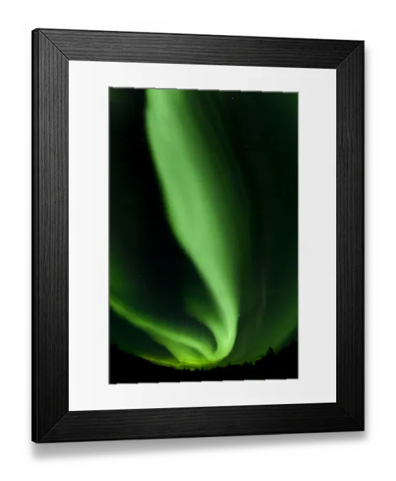 Framed Print : Swirling northern polar lights, Aurora Borealis, green, near Whitehorse, Yukon Territory, Canada