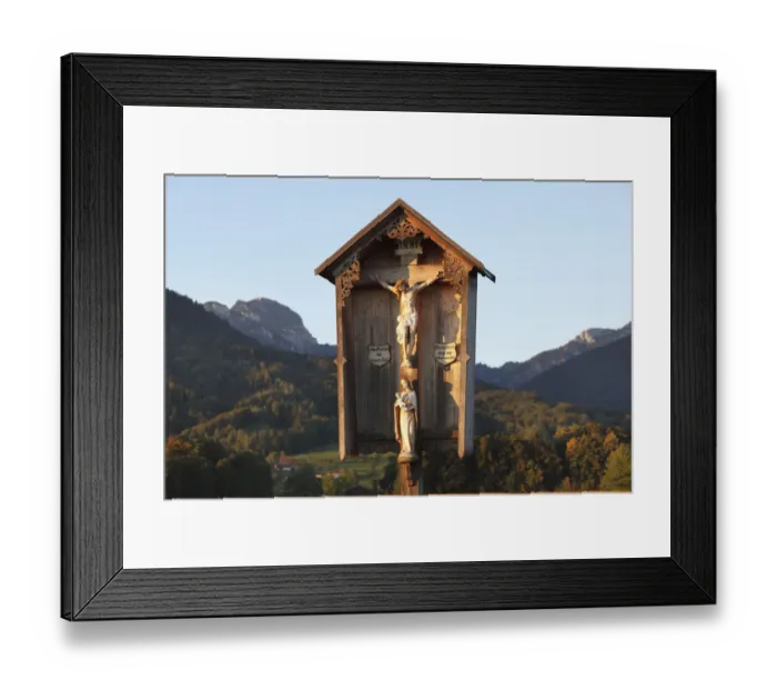 Framed Print : Wayside cross in Wiechs, Mt Wendelstein at back, Bad Feilnbach, Upper Bavaria, Bavaria, Germany, Europe Framed Print : Wayside cross in Wiechs, Mt Wendelstein at back, Bad Feilnbach, Upper Bavaria, Bavaria, Germany, Europe