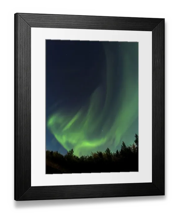 Framed Print : Swirling Northern lights, Polar Aurorae, Aurora Borealis, green, near Whitehorse, Yukon Territory, Canada