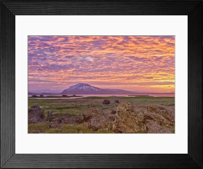 Framed Print : Vindbelgjarfjall mountain, snow-covered, in the evening light, Myvatn, Northeastern Region, Iceland Framed Print : Vindbelgjarfjall mountain, snow-covered, in the evening light, Myvatn, Northeastern Region, Iceland