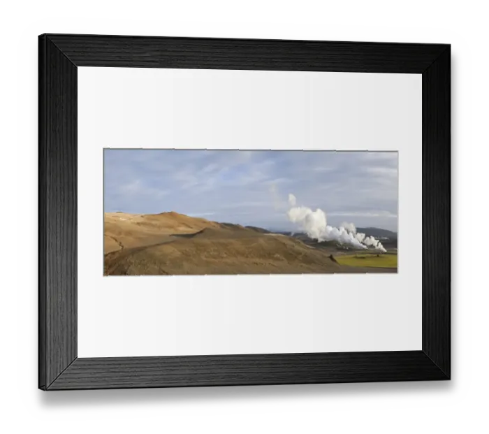 Framed Print : Geothermal area with steam column, Skutustaoir, Northeastern Region, Iceland Framed Print : Geothermal area with steam column, Skutustaoir, Northeastern Region, Iceland
